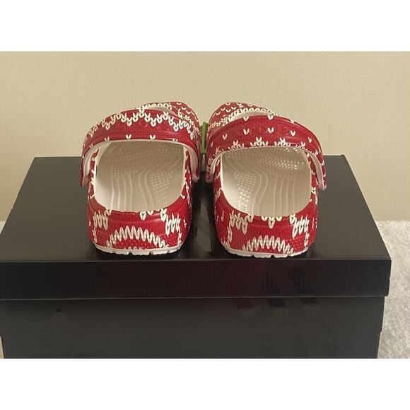 Crocs Womens 8 Mens 6 Clogs Classic Holiday Sweater Red White Christmas Shoe - Picture 4 of 5